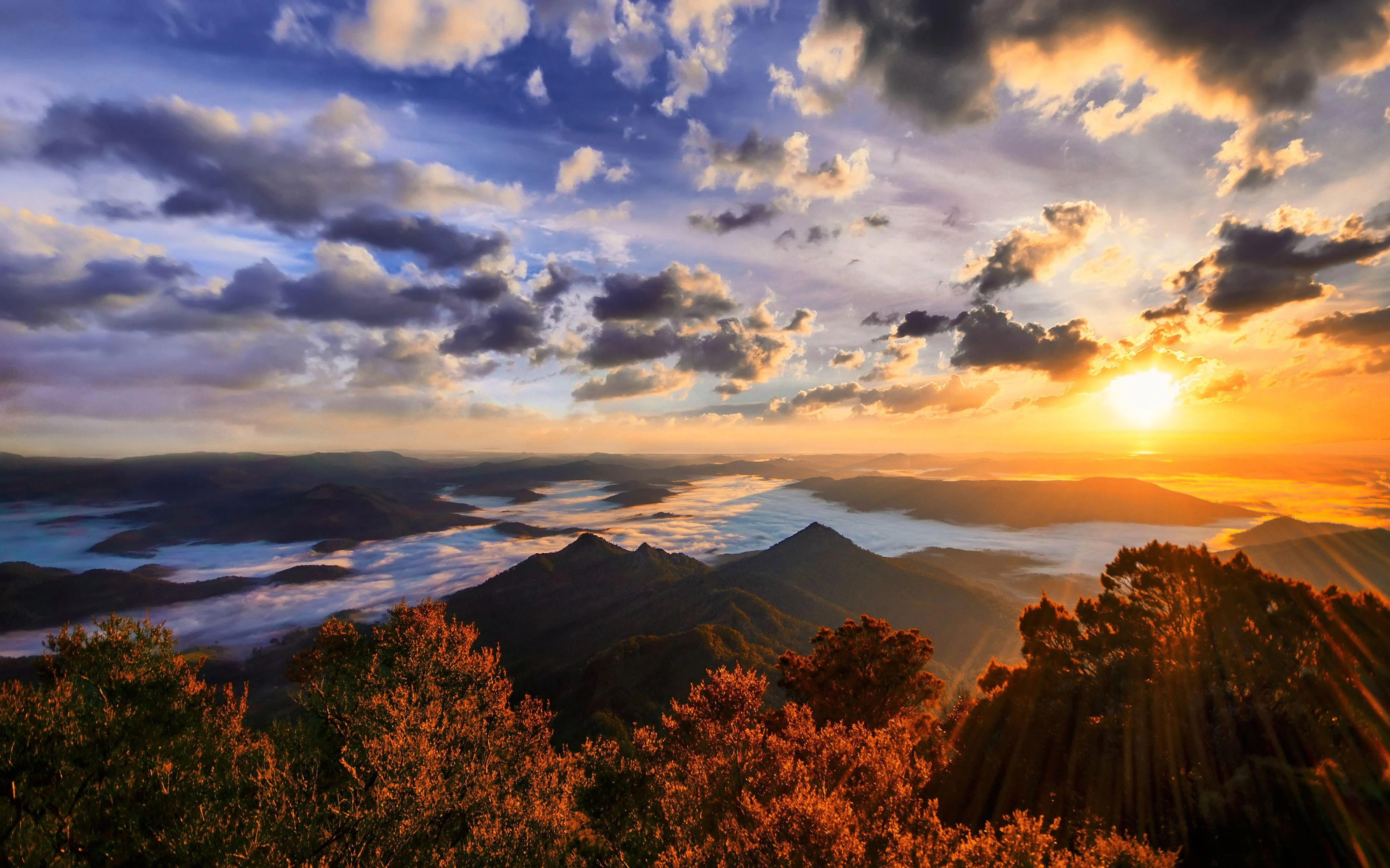 Mountain landscape at sunrise